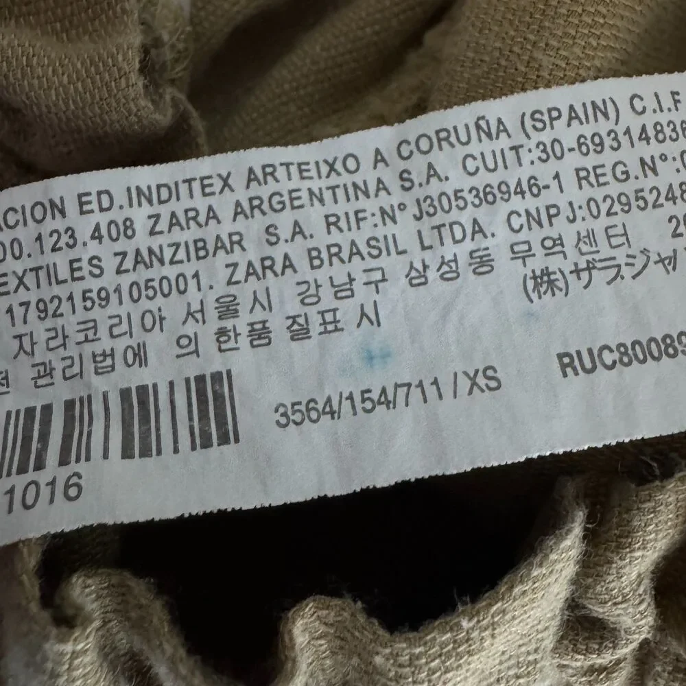 Zara Linen Blend Paperbag High Rise Jogger Pants Women's Size XS